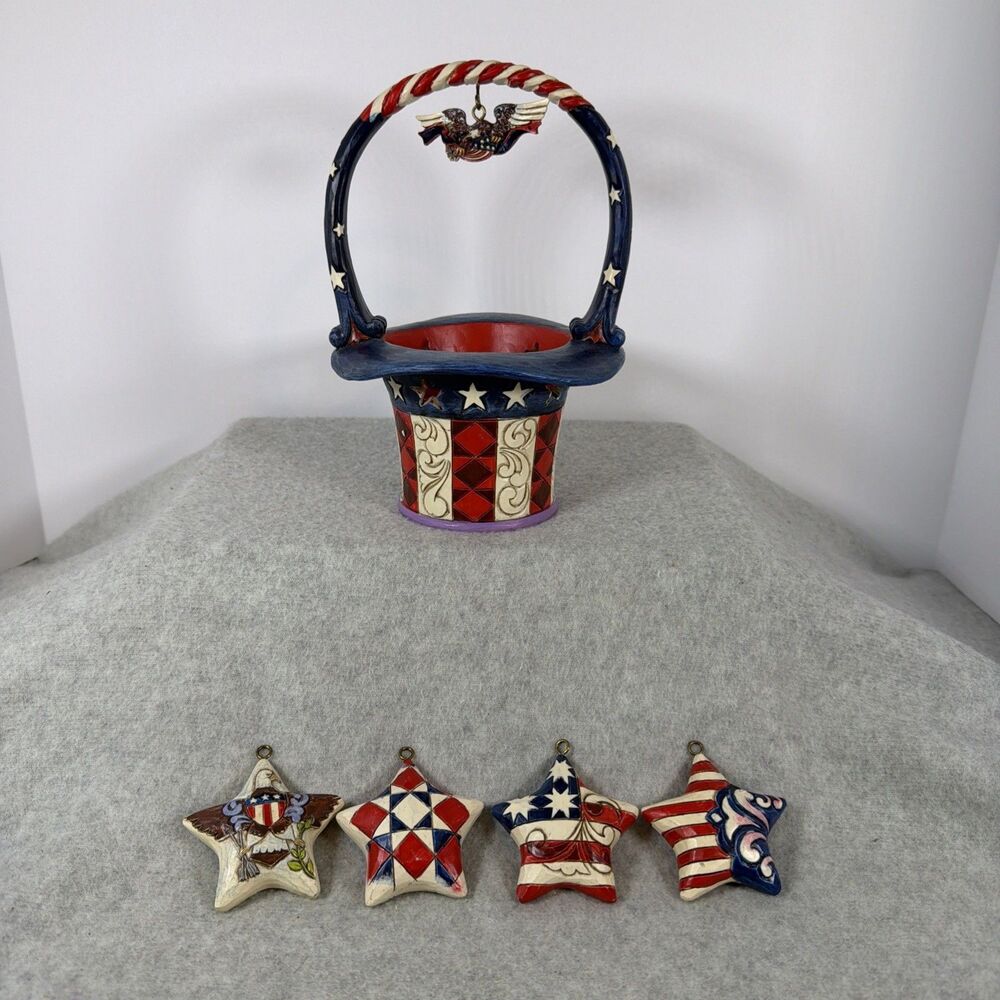 Jim Shore Star Spangled Splendor Basket With Charms. 2012 No Box See Desc.